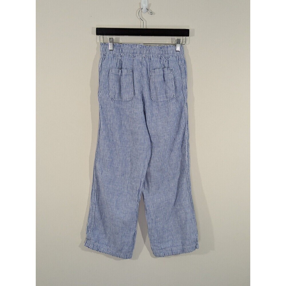 Melissa Nepton Striped Pants Blue White Linen Cropped Elastic Waist Nautical XS - Picture 12 of 12